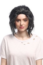 Perücke Damen Herren Karneval Schwarz Silber...