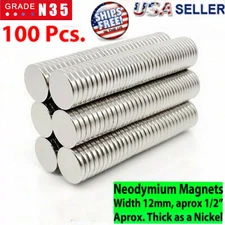 100 Neodymium Magnets Round Disc N35 Super Strong Rare Earth 12mm X 2mm Fridge