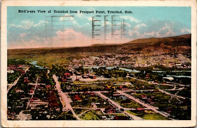 Postcard Trinidad Colorado - Bird's-Eye View from Prospect Point - Posted 1920