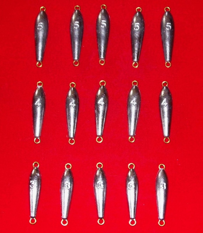 3, 4, 5 oz inline trolling sinkers USA fishing lead weights, torpedo assorted