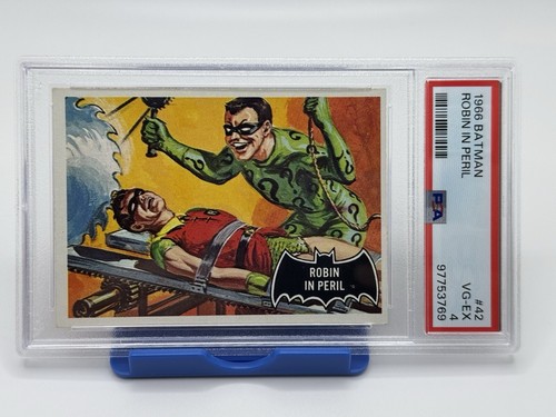 1966 Topps Batman Black Bat #42 Robin in Peril — PSA 4