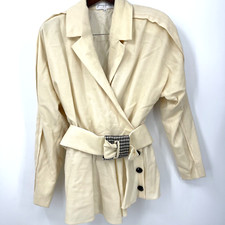 Vintage y2k JIMMY GAMBA Jacket Womens 8 Cream Wrap Front Blazer Quiet Lux