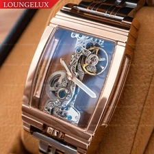 Mens Rose Gold Bridge Manual Mechanical Watch - Stainless Steel DIASTERIA
