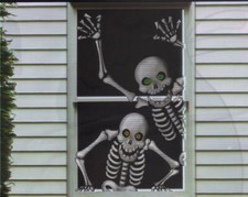 24-Pcs Set Scary Skeletons Window Mural Halloween Home Decoration 48" x 30"