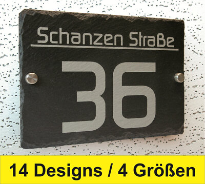 Schiefer Hausnummer Straßenname Schiefertafel Design Hausnummernschild Edelstahl