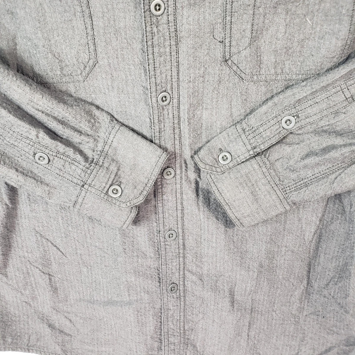 Converse Seersucker Shirt Mens XL XLarge Gray Striped Long Sleeve