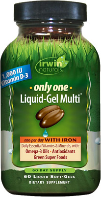 Only One Liquid-Gel Multi with Iron - 60 Liquid Softgels - Daily Essential Vi...