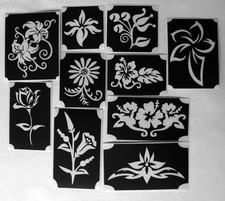 bm2017 set flowers GLITTERTATTOO 10 different stencils glitter tattoo