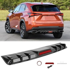 For Lexus NX200t NX300 NX350 Carrbon Rear Bumper Diffuser Lip w/LED Brake Light
