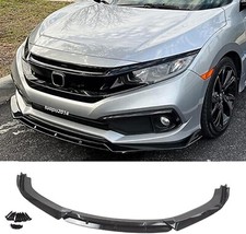 For Honda Civic 10th Front Splitter Lip Double Deck Style Glossy Black 2016-2021