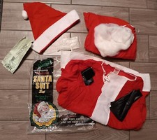 Vintage Santa's Best Santa Claus Suit, Beard, Belt, Hat, In Bag, Christmas
