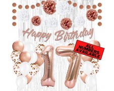 Rose Gold 17th Birthday Decorations for Girls - 40" Number Balloons  More