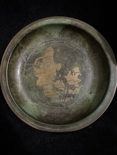 Vintage Brass Metal Denmark Danmark Plate Scandinavian Wall Plaque Danica Bros