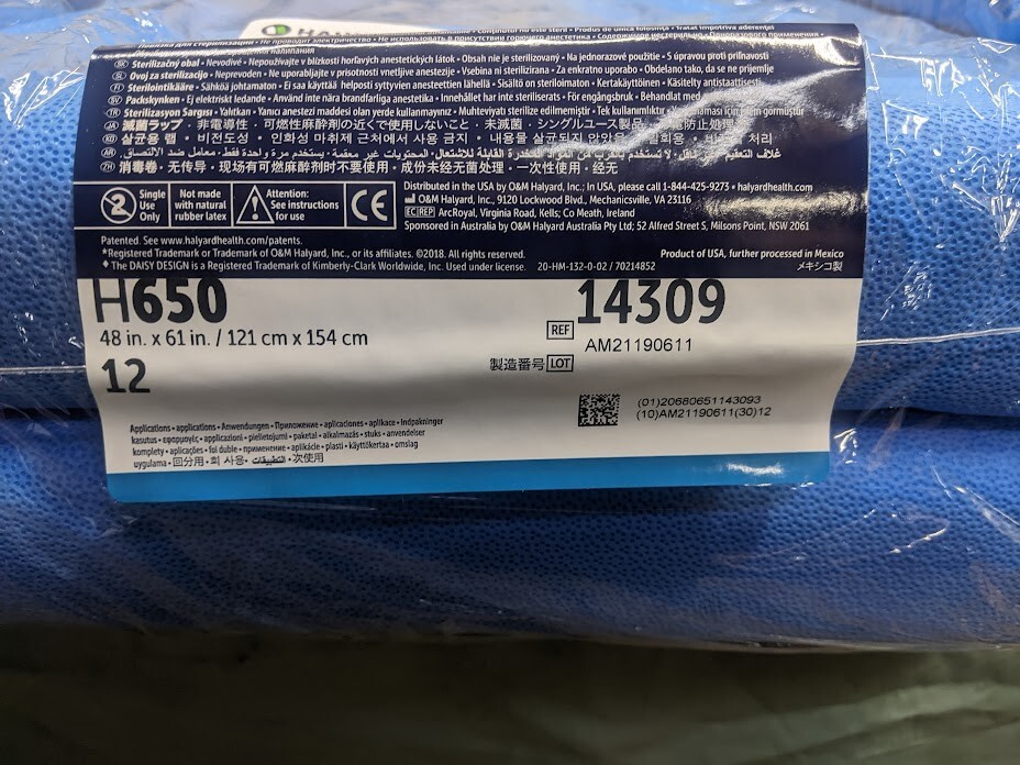 Case of 36 Halyard H650 Smart Fold Sterilization Wrap 48" x 61" 14309