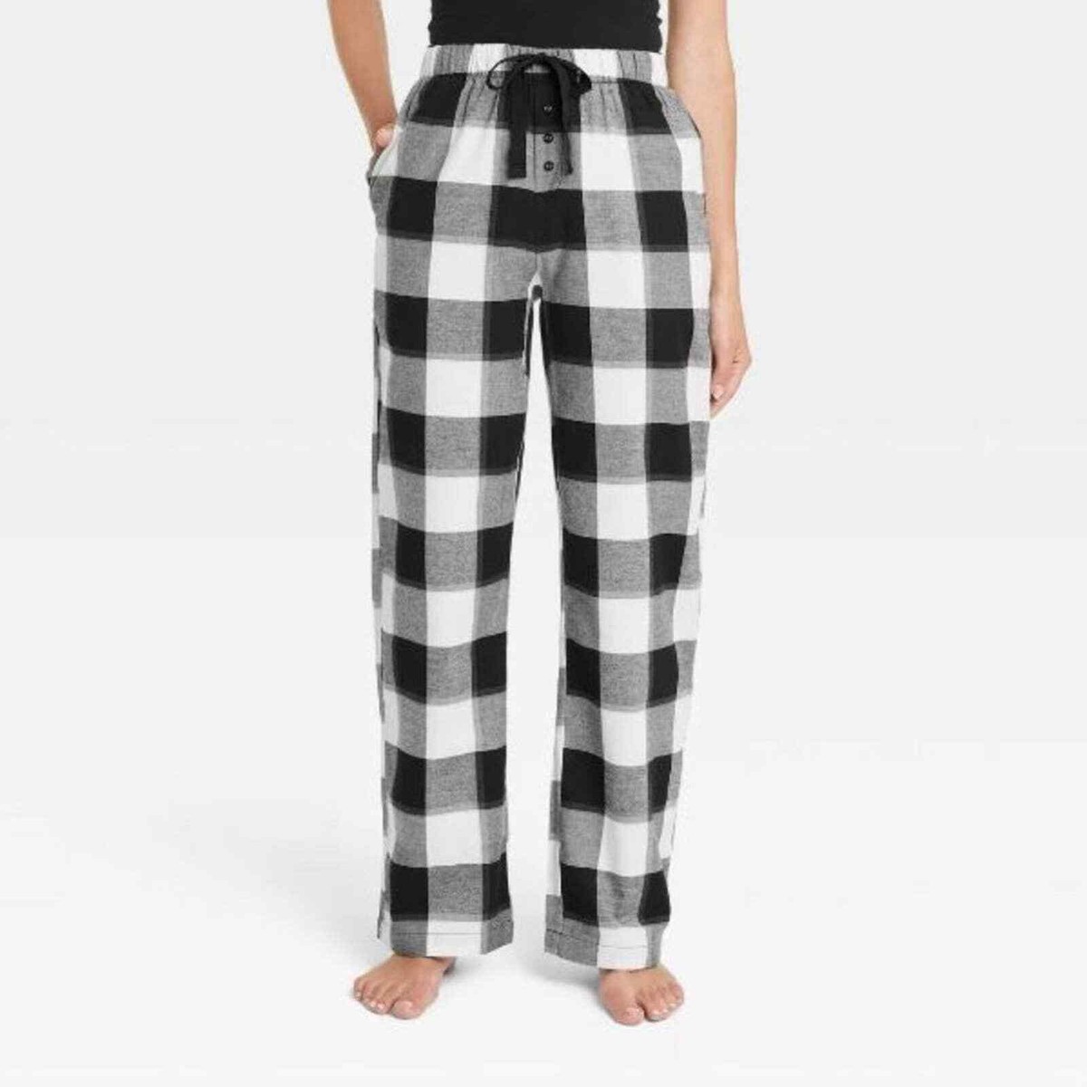 Womens Black And White Plaid Pajama Pants Buy Black/White Flannel