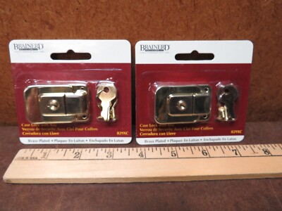 Brainerd 829XC 1 7/8'' x 1 1/4'' Brass Plated Case Lock w/ Key NEW in Package