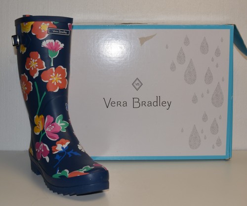 Neu im Karton Vera Bradley Größe 10 blau bunt Santiago Blumen Regenstiefel 21573-G7510 - Bild 2 von 3