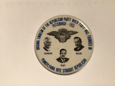 Goldwater-Miller-Scott Campaign Trigate Button 2 1/2 . GOL-9