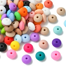 100x 12mm Silicone Abacus Bead Rondelle for Pens Keychain Lanyard Jewelry Making