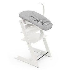 Stokke High Chair White with Newborn Set Grey Infant