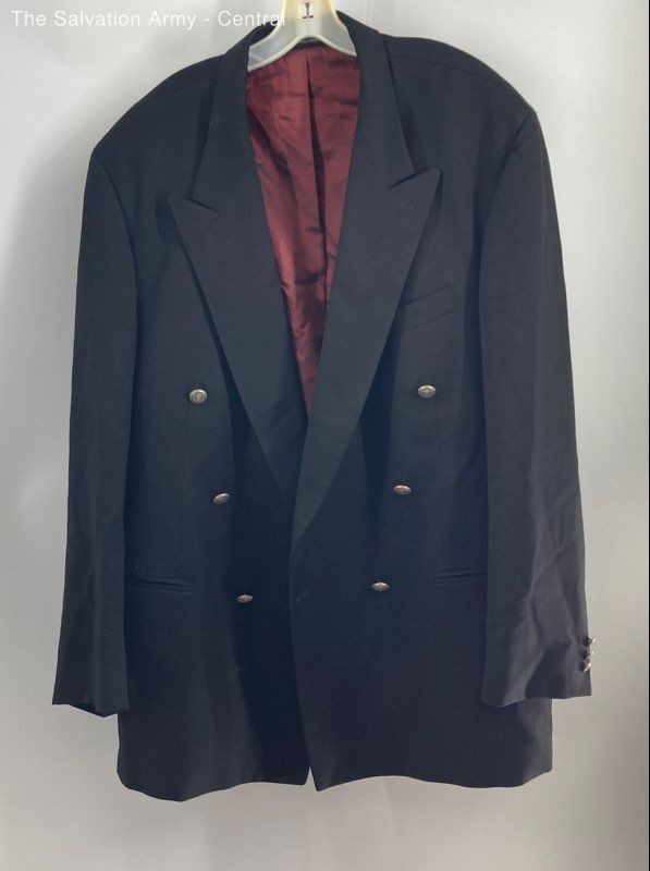 Marshall Field's Fiori Mens Black Wool Long Sleeve Double-Breasted Blazer Size L