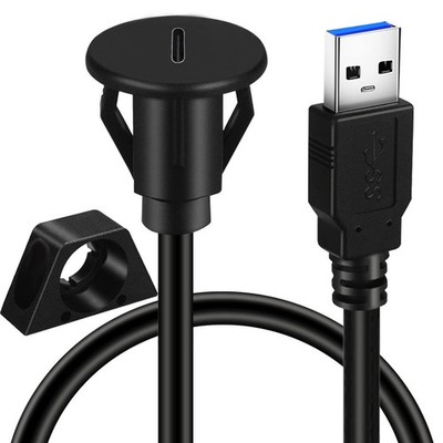 BATIGE Small USB 3.0 Male to Type C 3.0 Female Car Flush Mount Cable USB C 3....