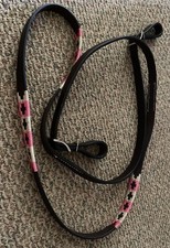 Pink / white wrap embroidered Western barrel race/contesting reins Showman