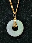 Vintage small circular jade pendant on 1/20 12K gold fill chain — photo 3