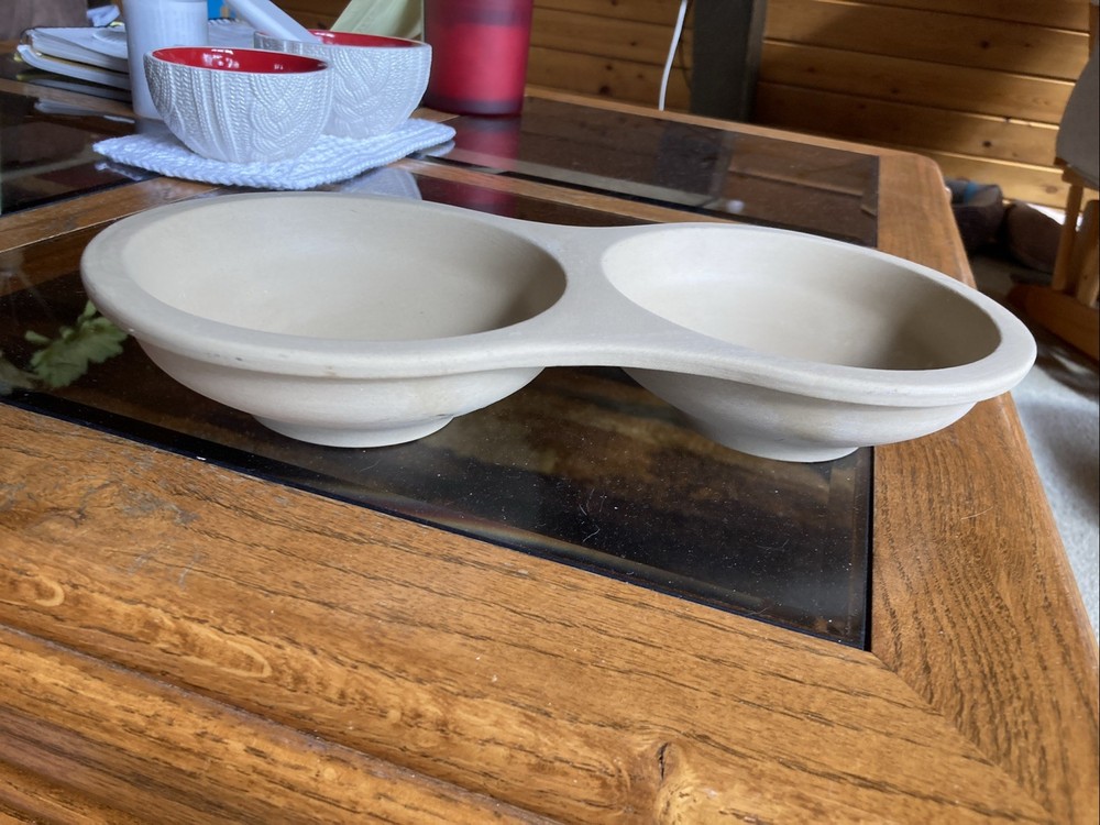 Pampered Chef Double Egg Cooker Bowl Stoneware Pot Pie Dish #5131