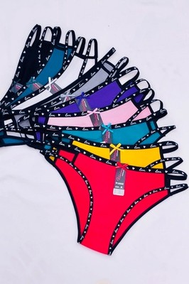 Lot of 6 Women Cotton Love Bikini String Underwear Cheeky High Cut Panties 30152