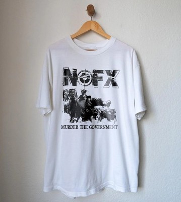 HOT! NOFX - Murder the Government Unisex Cotton White T-shirt - Size S-5XL