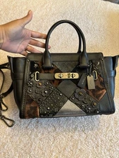 RARE-HTF Coach 55503 quilted canyon swagger 27 satchel leather shoulder Bag READ