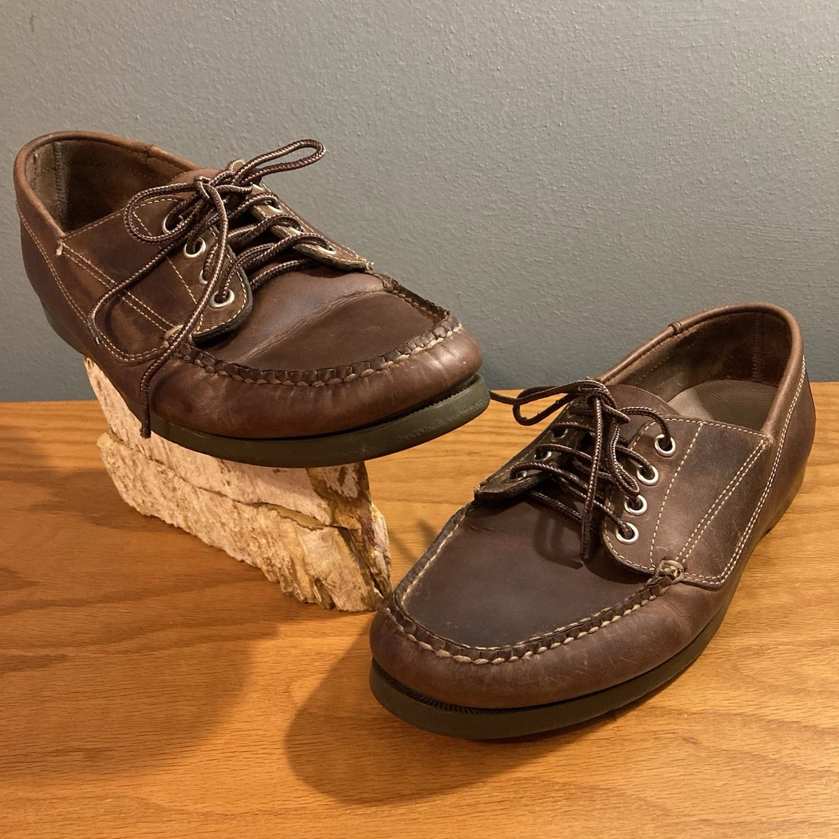 L.L. Bean True Comfort Shoes Mens Size 14 W Brown Leather Lace Up Vibram Casual ll bean mens shoes products for sale | eBay main image 3