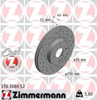 2X Zimmermann Bremsscheibe Sport Z 370.3080.52 FüR Mazda NB MX 2 16V NB6C NB8C