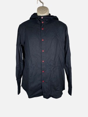 Kiton Men's Black Mariano Hooded Button-Down Shirt Size 41