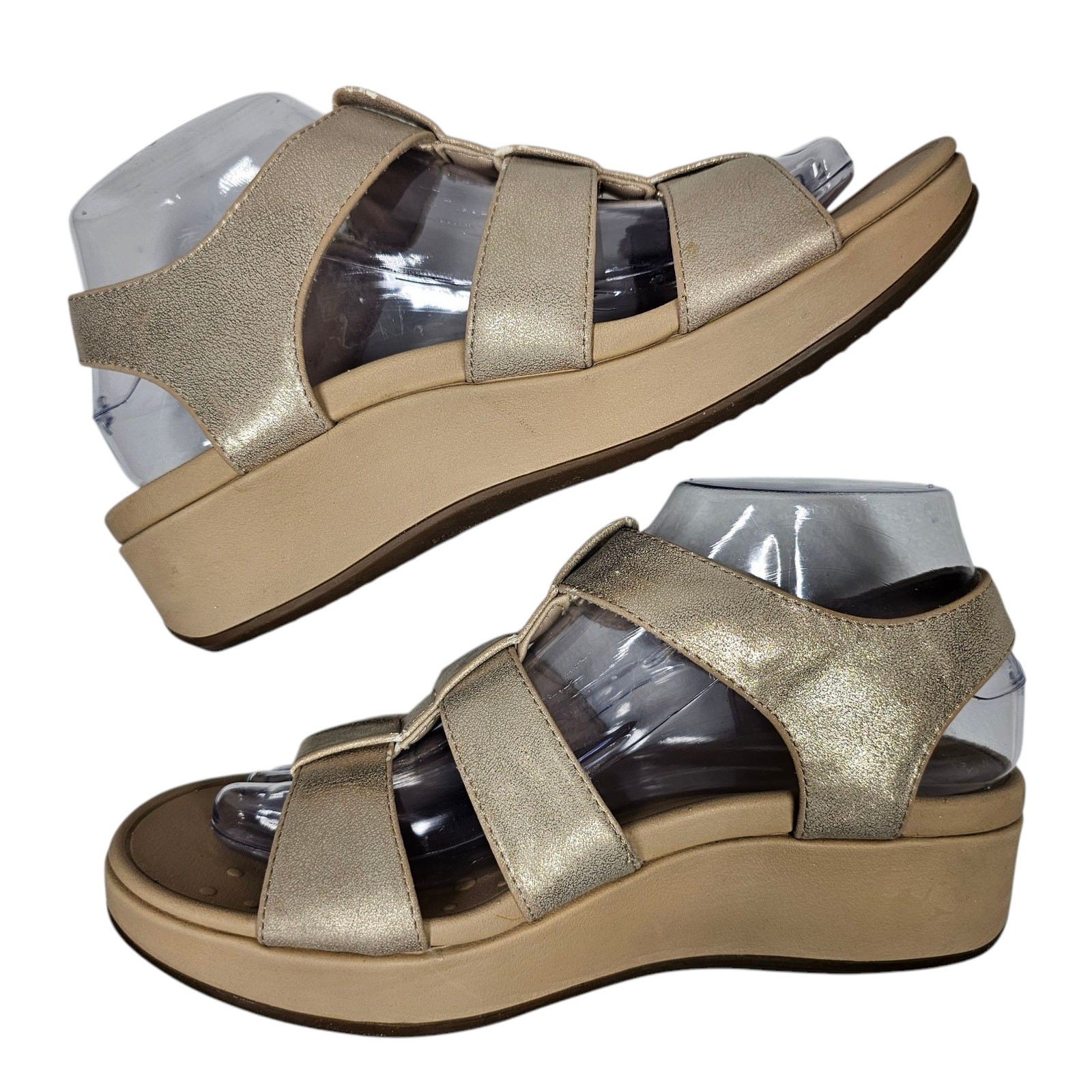 VIONIC Tami Backstrap Platform Wedge Metallic San… - image 4