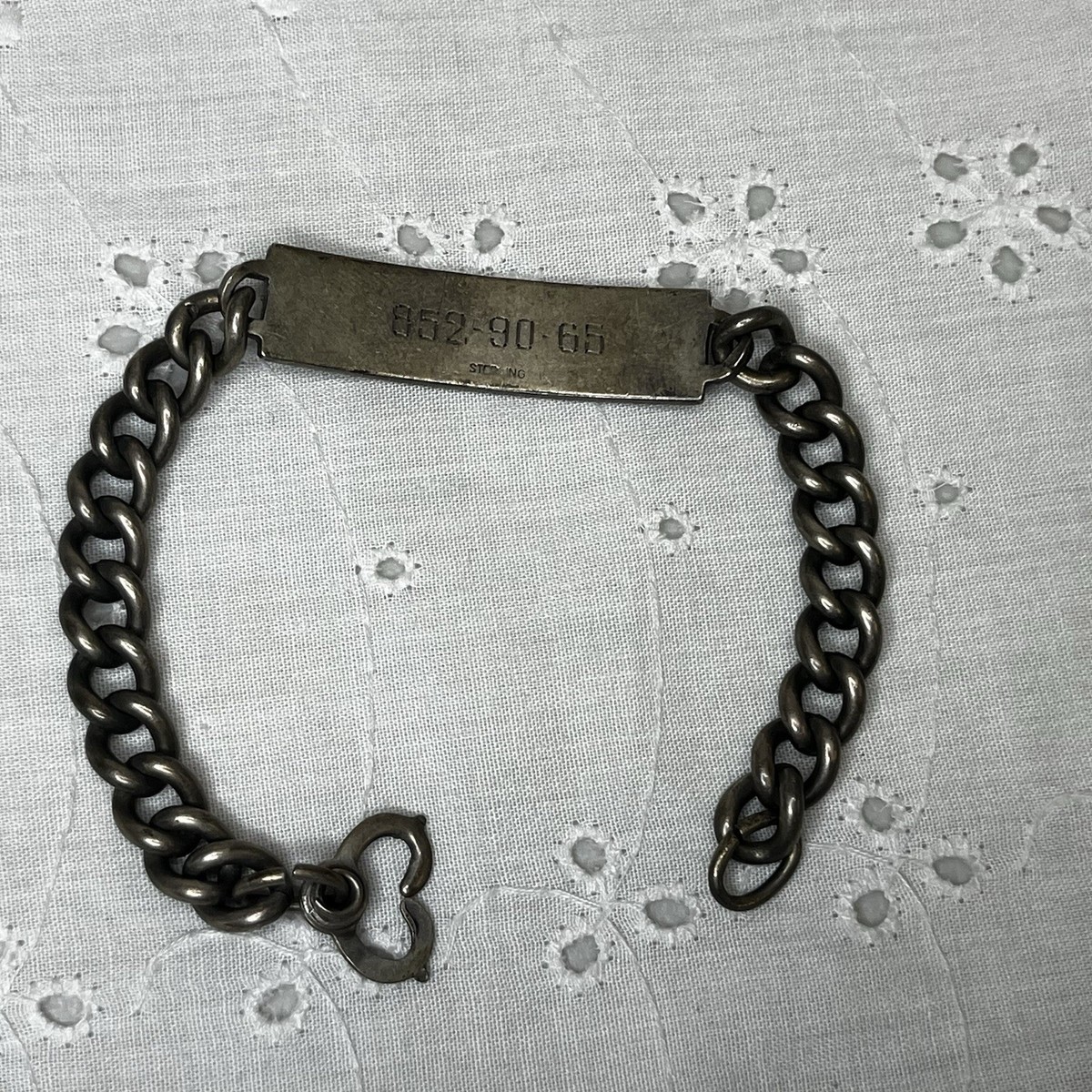 1940's US NAVY ID Sterlingヴィンテージブレスレット Vintage Sterling Silver WWII Navy Military ID Bracelet 27.5 grams