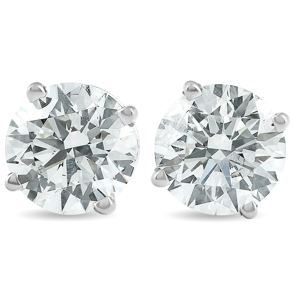 2Ct TW Round Lab Grown Diamond Studs 14K White Gold With Screw Backs