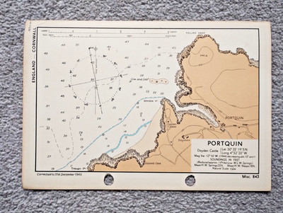 Portquin, Cornwall - 1943 Vintage Admiralty Royal Navy Map