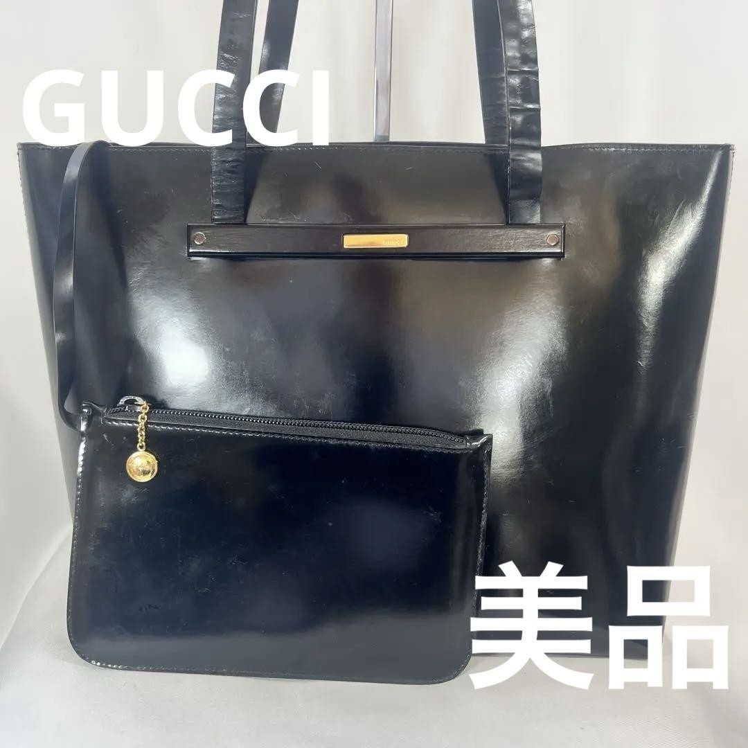 GUCCI black leather shoulder bag with detachable pouch PGB61U-image