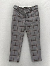 Ann Taylor Dress Pants Womens 00P Gray Plaid Twill Belted Slim Ankle Career NWT
