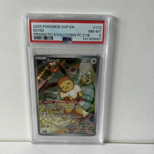 2025 Pokémon Prismatic Evolutions EEVEE POKEMON CENTER ETB SVP PROMO 173 PSA 8
