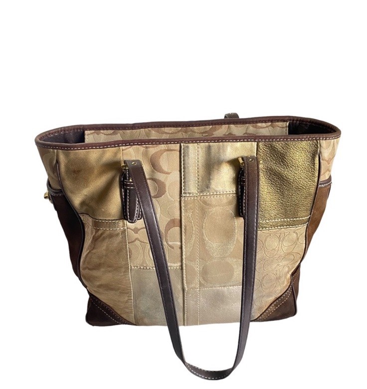 coach patchwork  Canvas Leather handbag - image 2