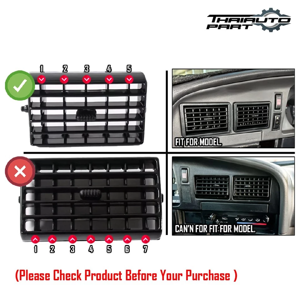 Fit Toyota Hilux LN85 MK3 LN RN 1989-97 Air Condition Ventilation Grille Set Bla - image 4 of 4