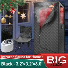 New Infrared Sauna for Home,Portable Steam Sauna for Relaxtation W/Folding Chair