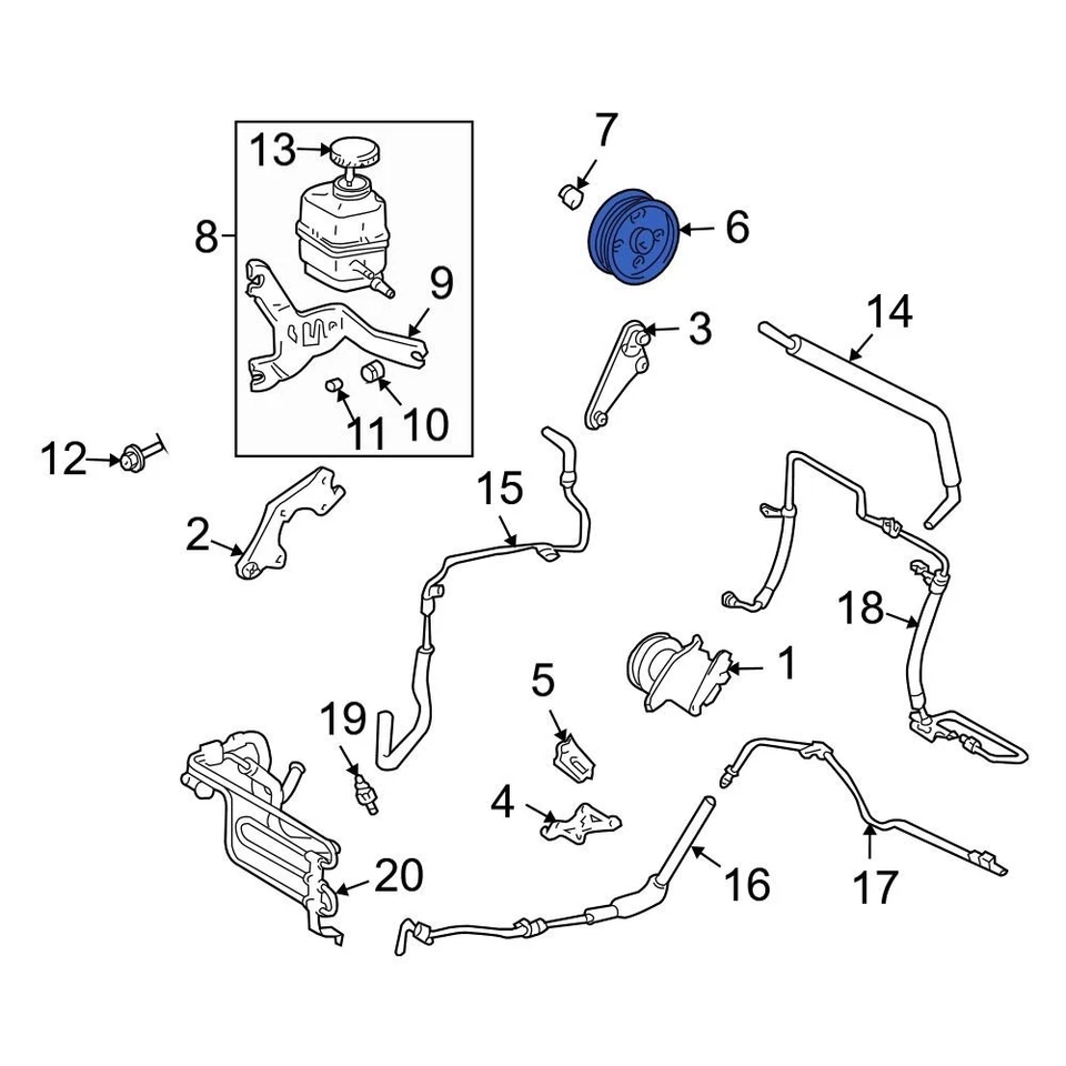 For Lexus ES330 2004-2006 Lexus 4431128111 Power Steering Pump Pulley Foto 3 de 4