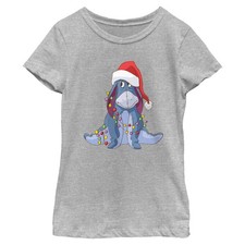 Girl's Winnie the Pooh Eeyore Christmas Lights Tangle T-Shirt