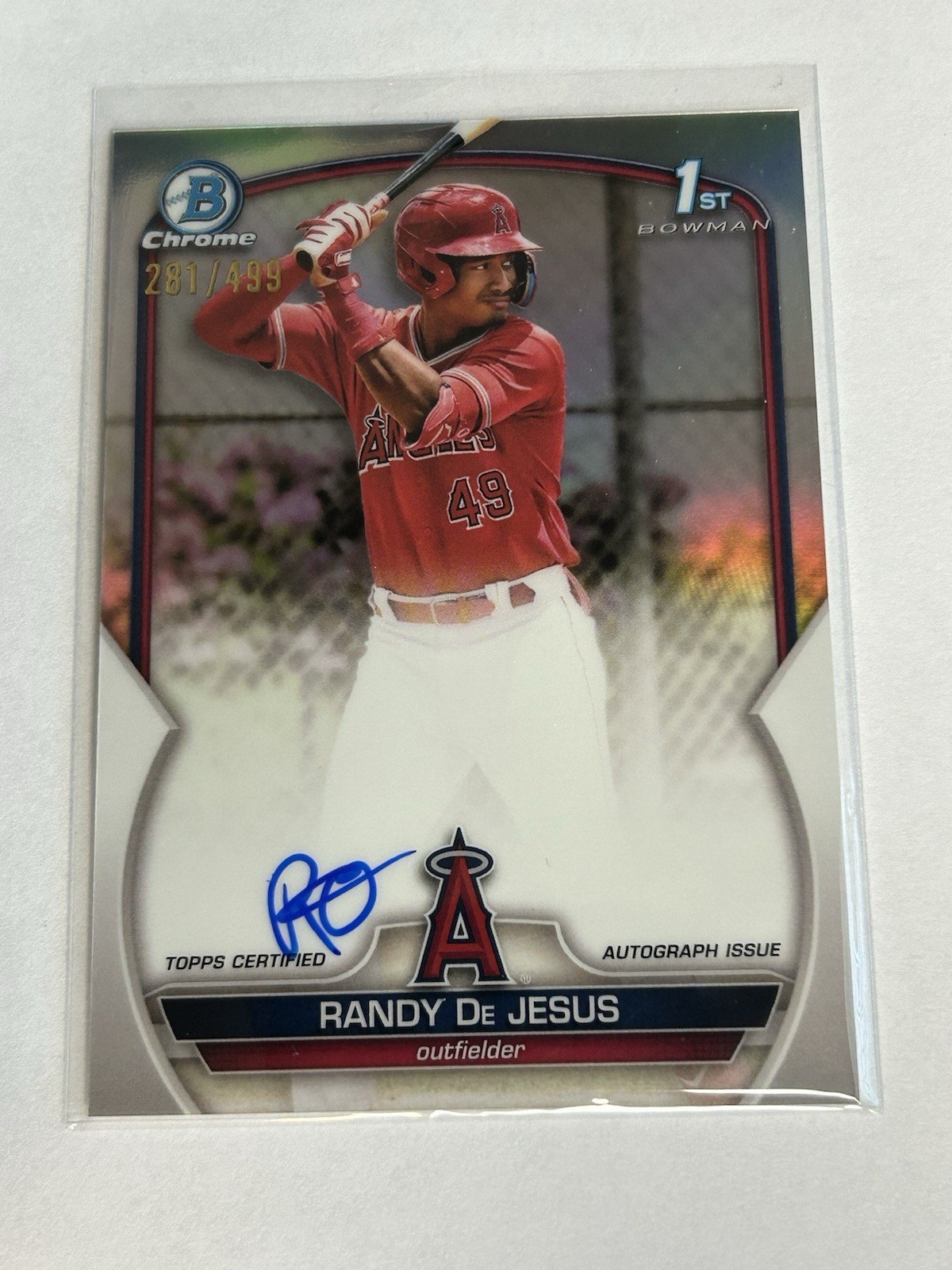 RANDY DE JESUS 2023 BOWMAN CHROME 1ST PROSPECT RC REFRACTOR AUTO /499 #CPA-RD