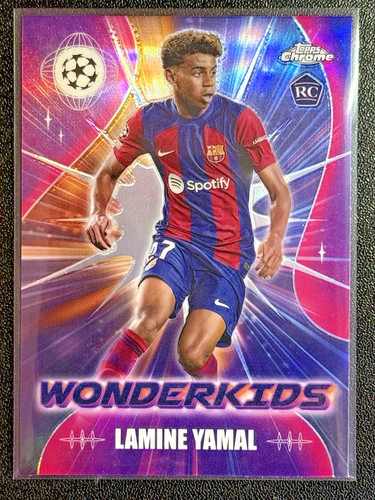 Lamine Yamal ROOKIE 2023 Topps Chrome Purple Refractor Wonderkids - FC Barcelona
