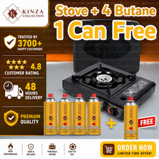 4 + 1 Butane Gas Can + Portable Camping Outdoor Cooker Stove Burner BBQ Cooking
